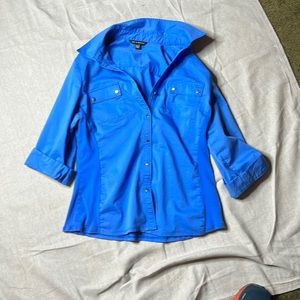 Zack & Rachel top Xl/EG Blue W/ silver buttons